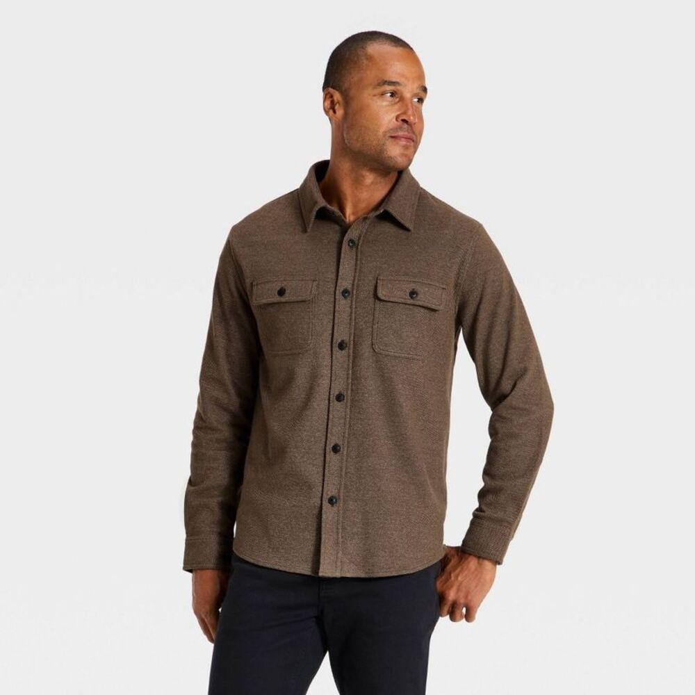 Men's Vintage Brushed Button-Up Shirt - Goodfellow & Co Brown S